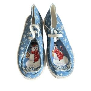 Blue Snowman Print Shoes